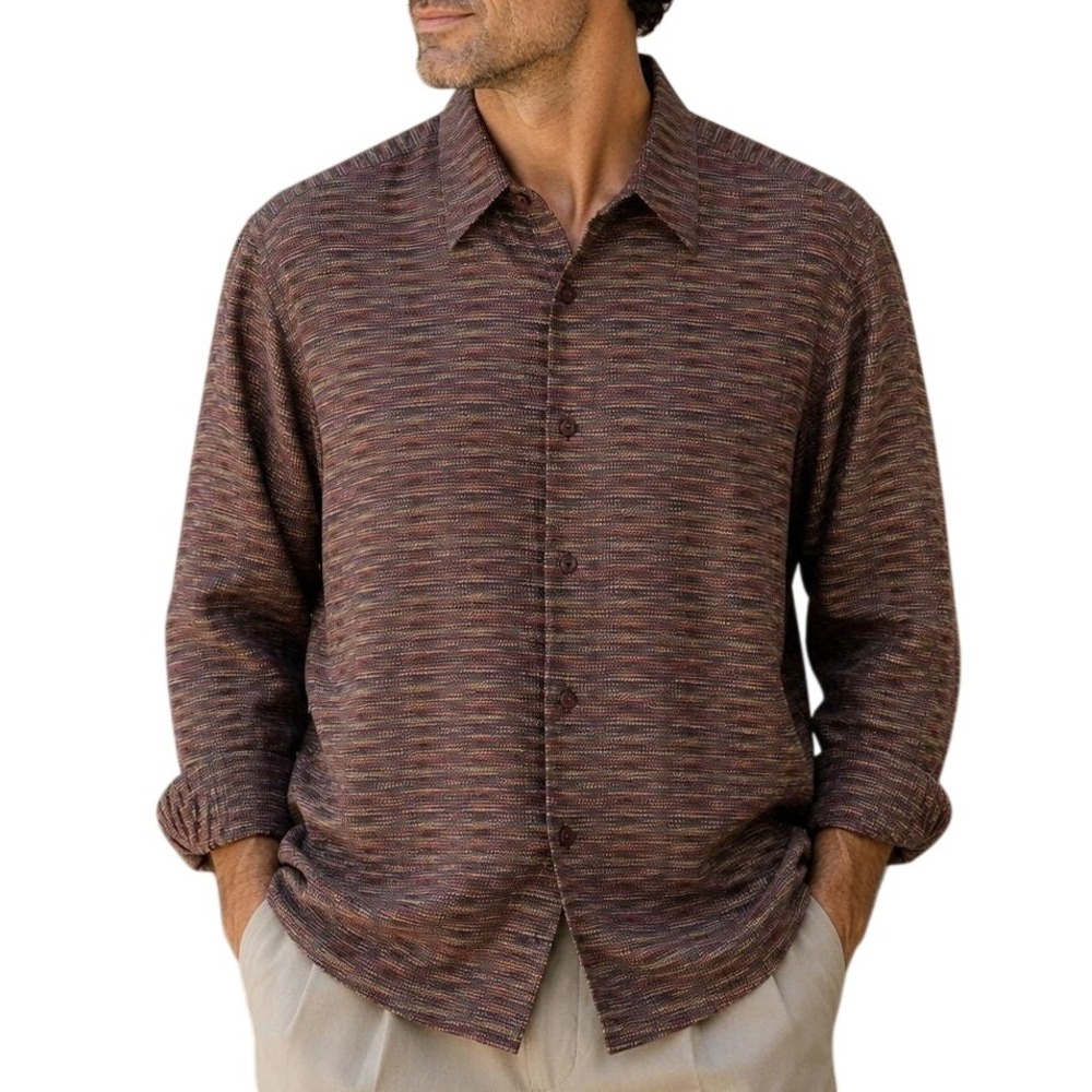 Vintage 90s Jhane Barnes XL Shirt Fabric Woven Japan Geometric Made Hong Kong